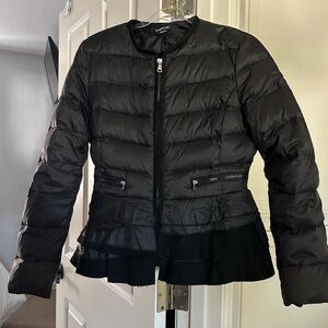 Vintage Bebe puffer jacket with peplum  ruffles